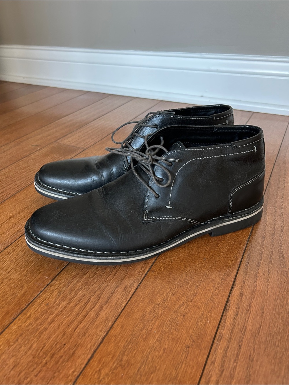 Steve Madden Harken Men's Black Leather Lace-Up Chukka Boots - 8